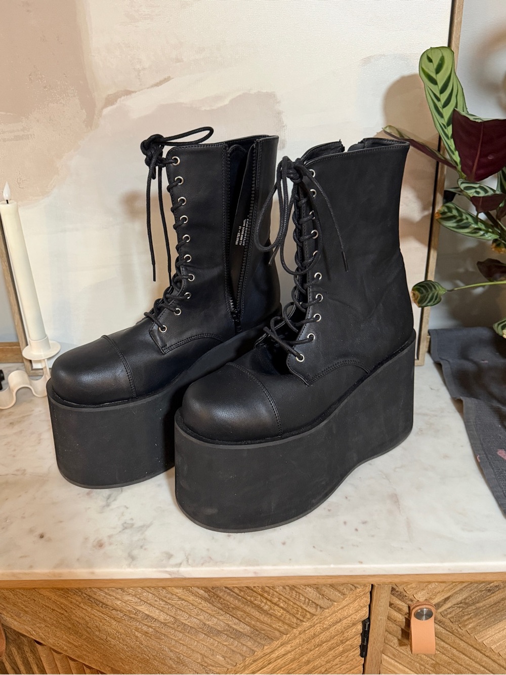 Funtasma Chunky Monster-10 Platform Boots - Black, Like New, Vegan Leather